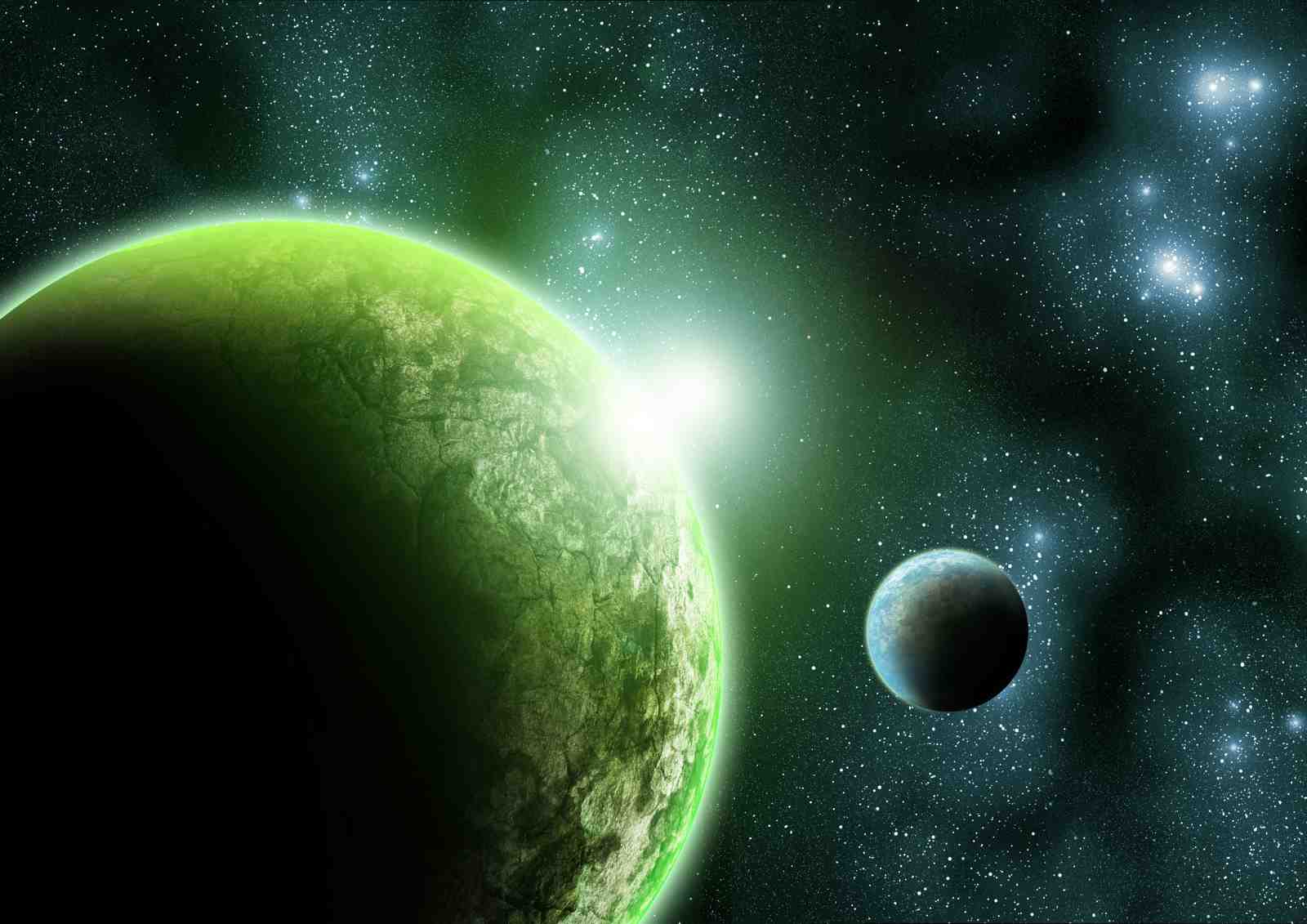 Mystic Green Planet Space Landscape Wall Art