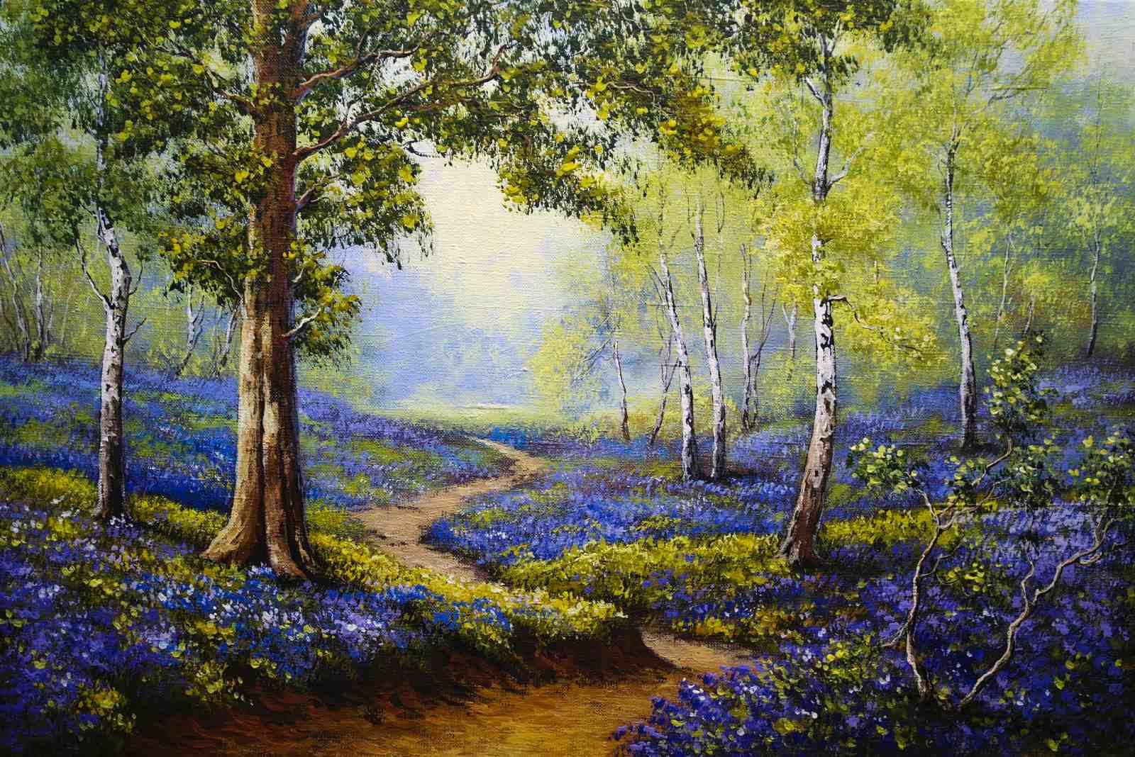 Enchanting Forest Path Bluebells Wall Art