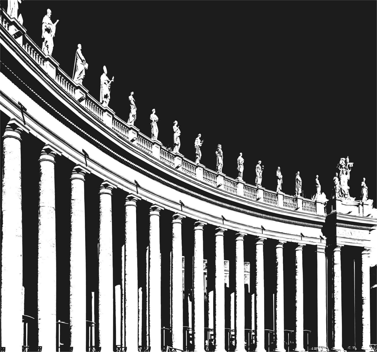 Stunning Vatican Colonnade Black & White Wall Art