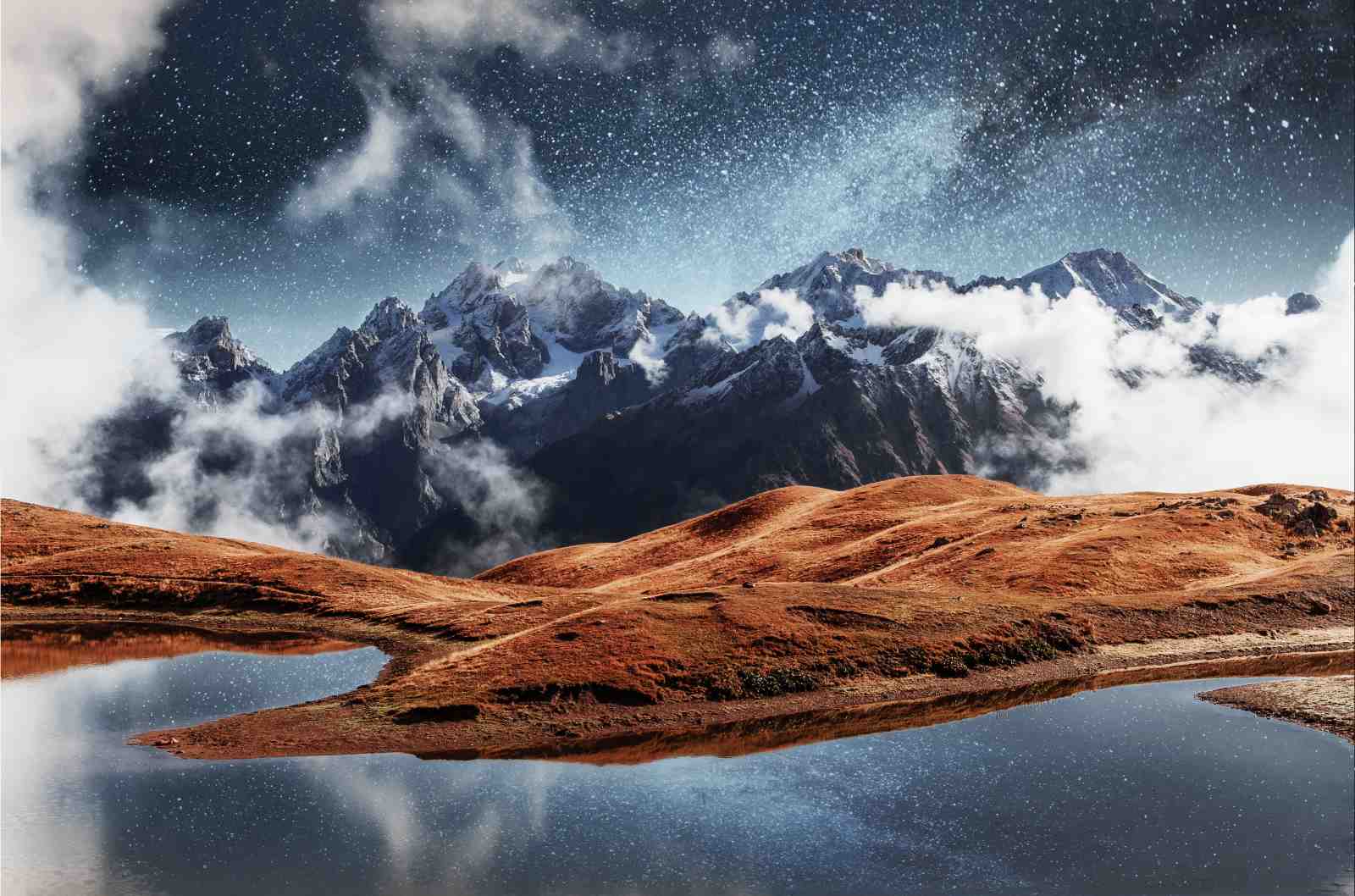 Majestic Mountain Sky Reflects Wall Art