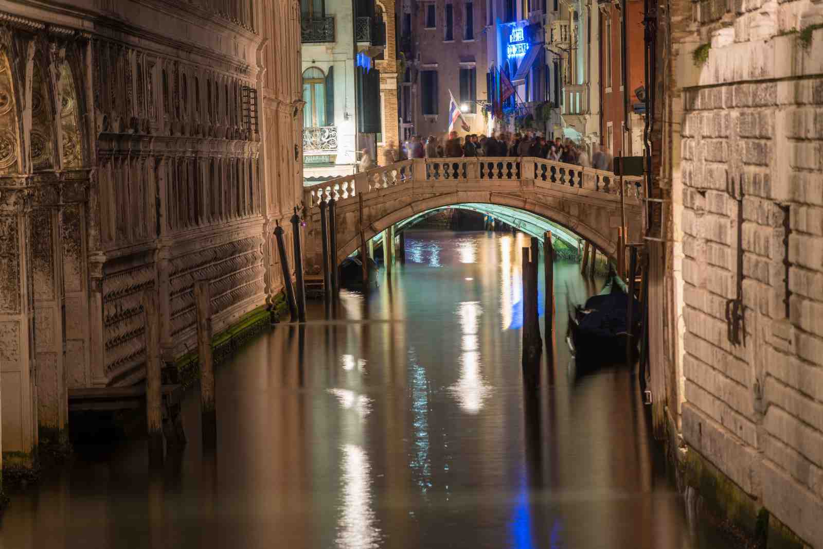 Venice Canal Night Arch Bridge Wall Art