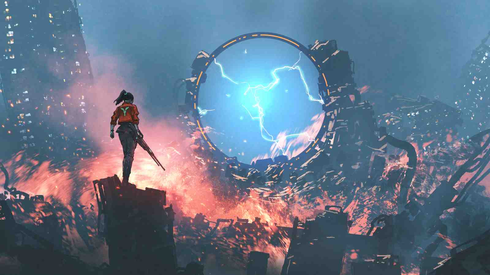 Sci-Fi Portal Warrior Wall Art