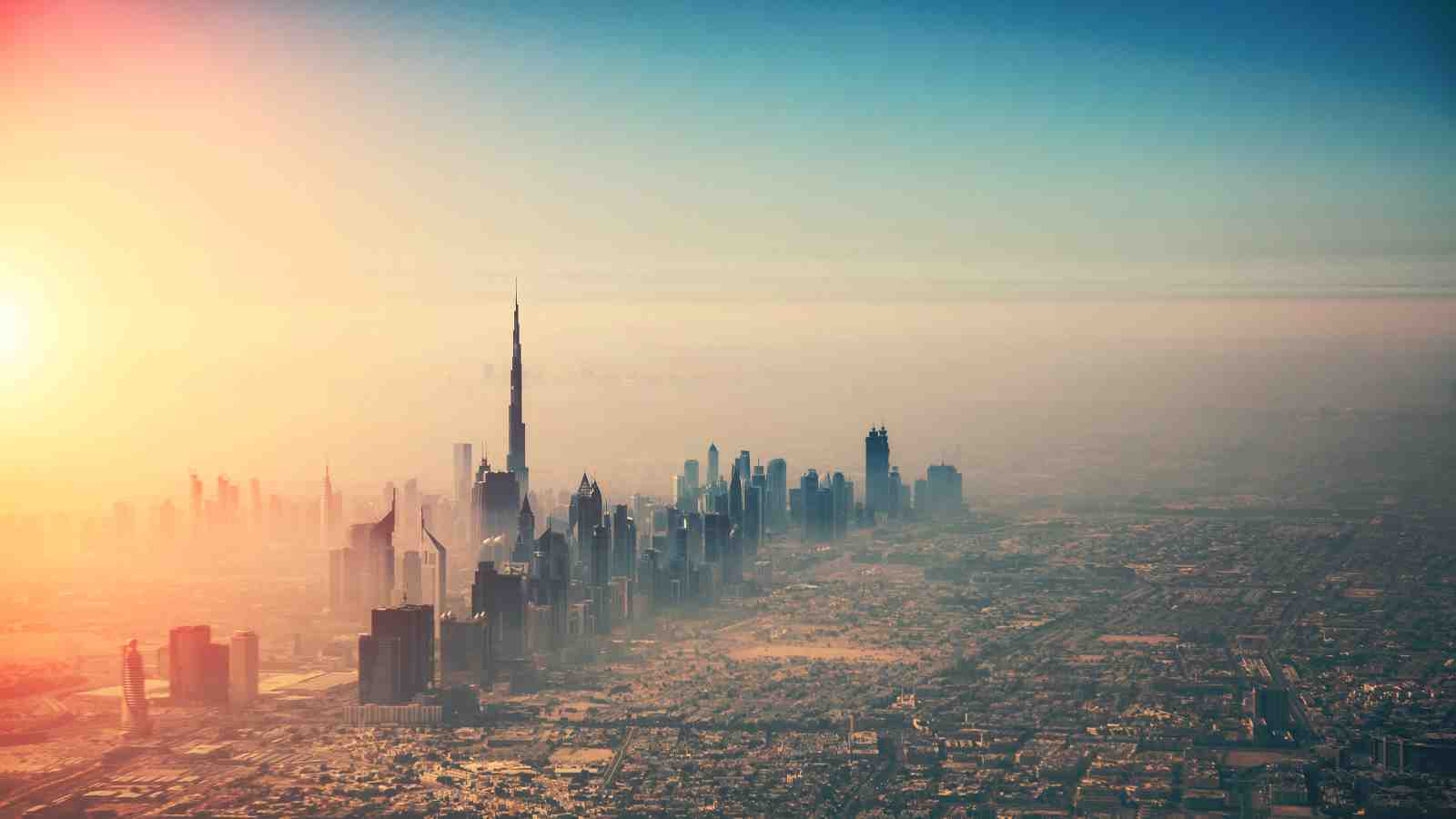 Dubai Skyline Sunrise Wall Art - Cityscape Wall Art