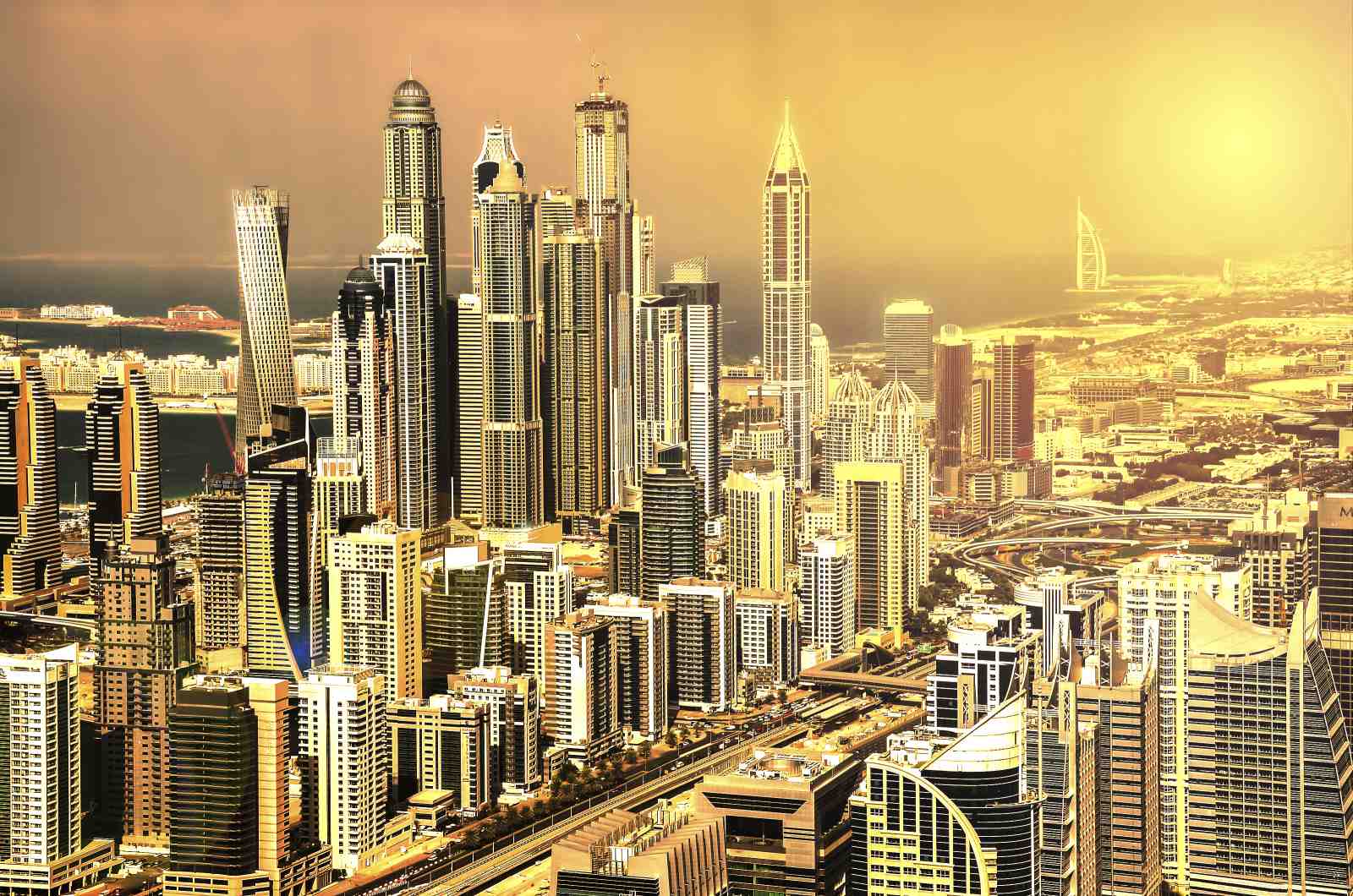 Modern Cityscape Dubai Skyline Wall Art