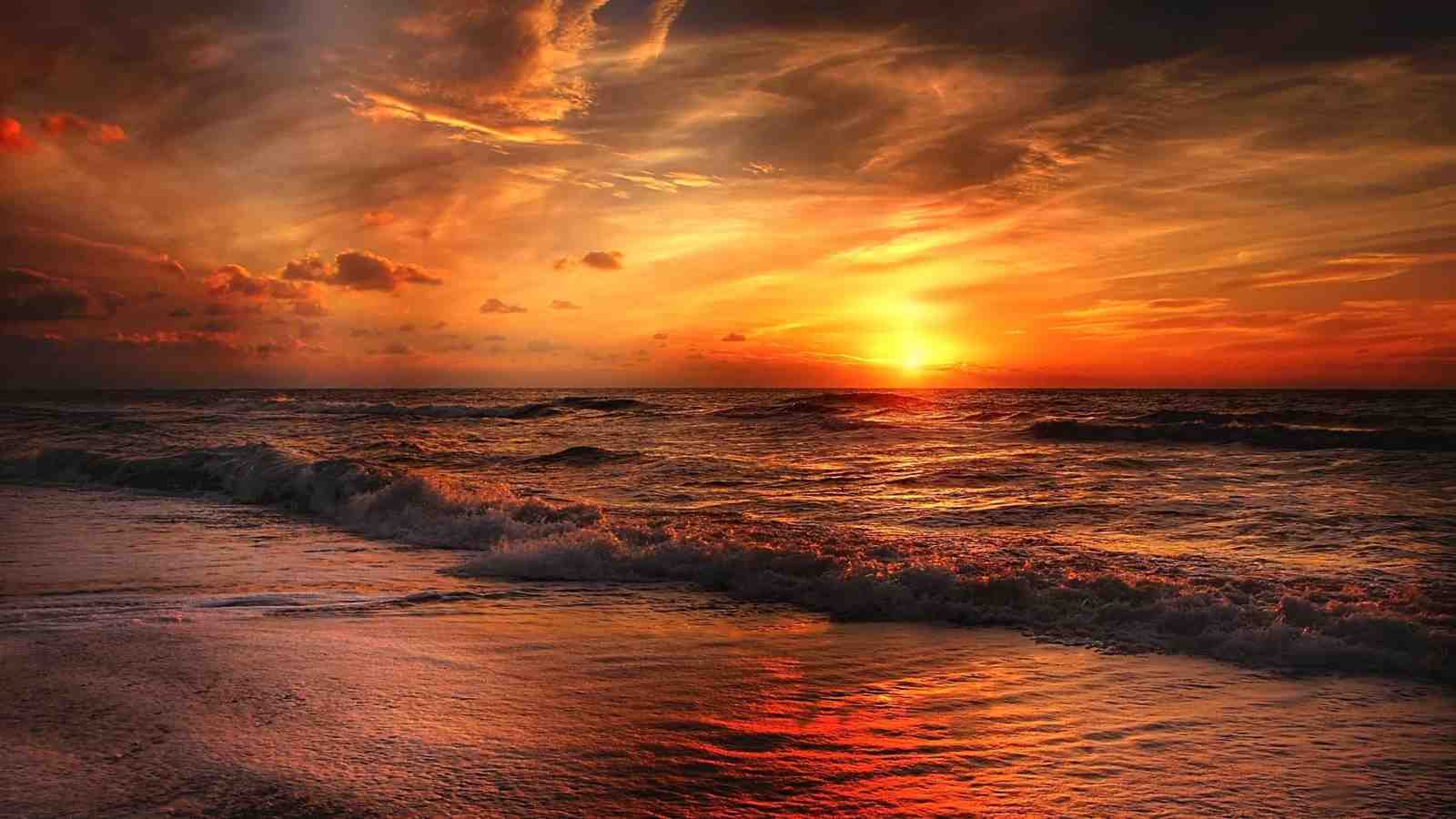 Vibrant Sunset Ocean Waves Wall Art