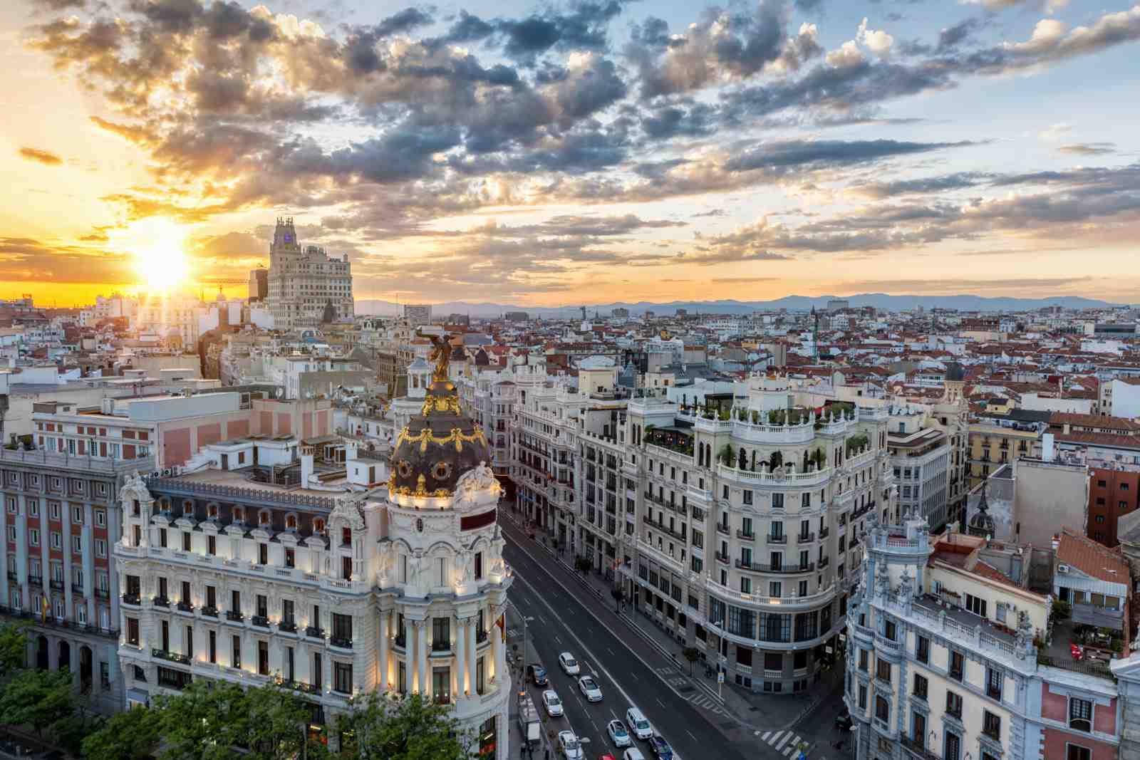 Madrid Skyline Sunset Wall Art - Cityscape Art