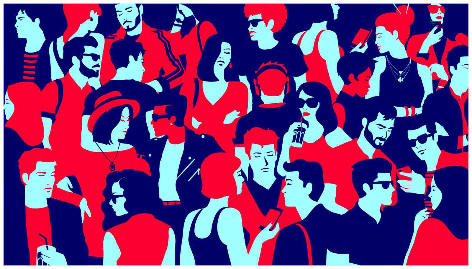 Vibrant Crowd Abstract Wall Art