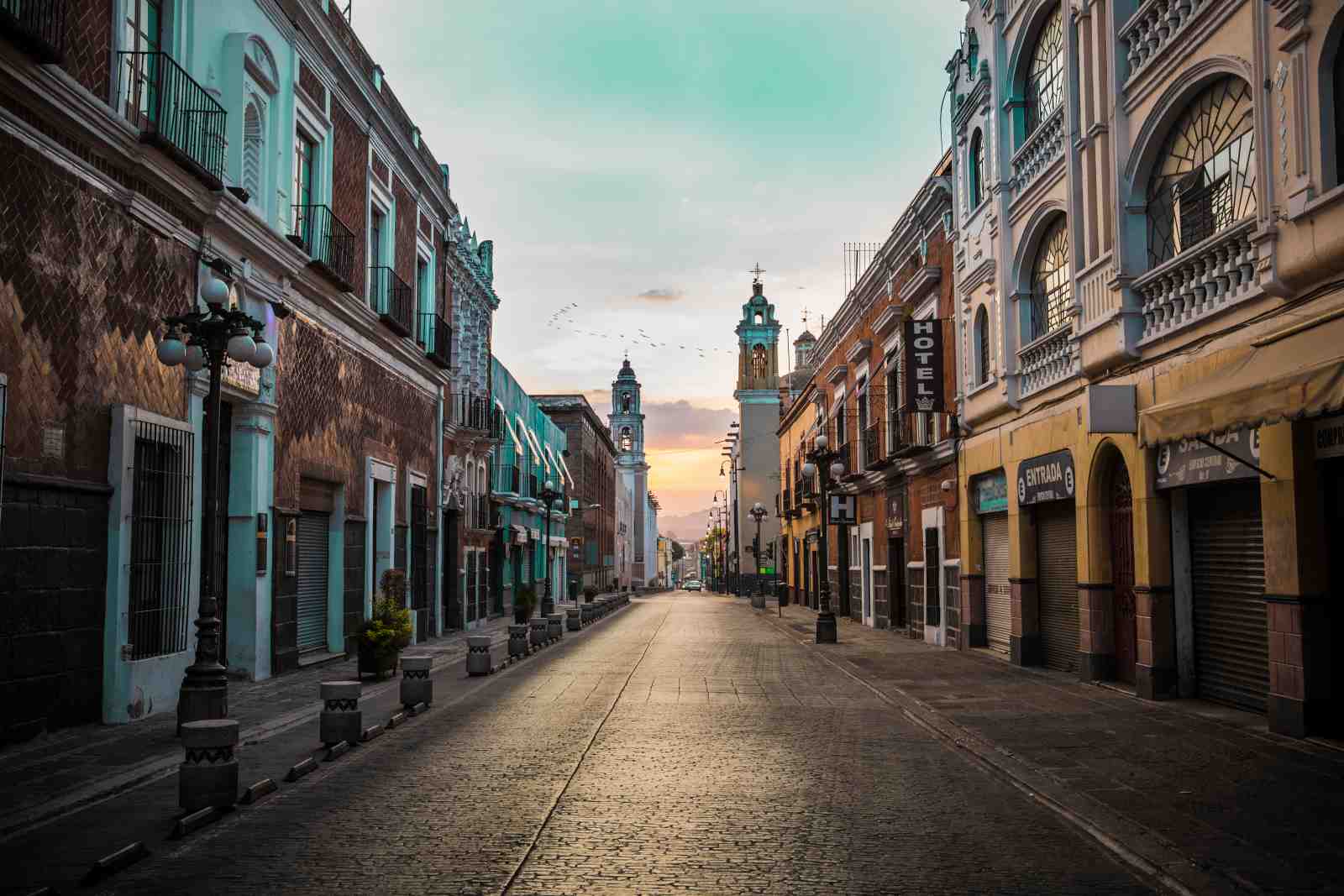Cobblestone Cityscape Sunset Wall Art