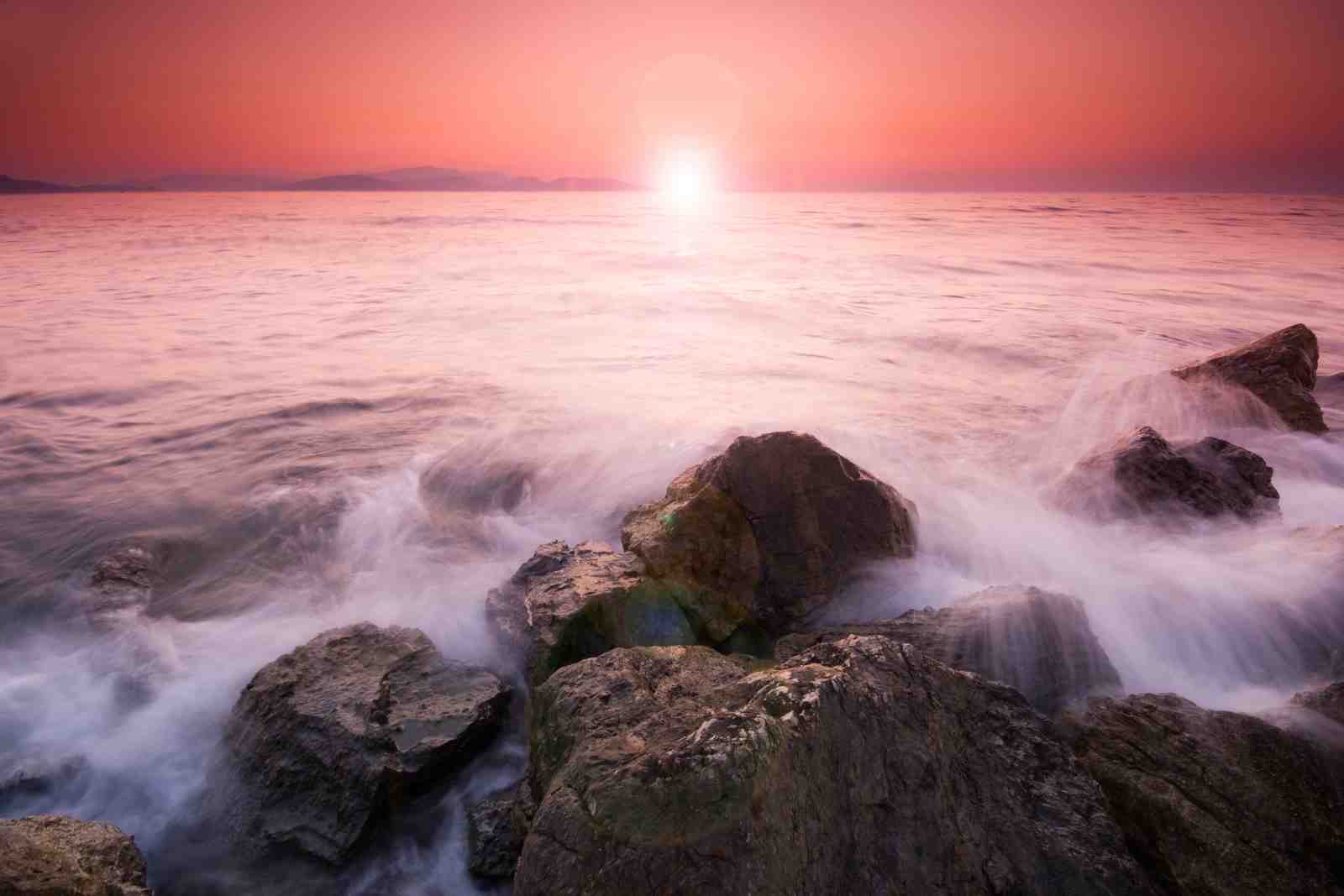 Serene Sunset Ocean Rocks Wall Art