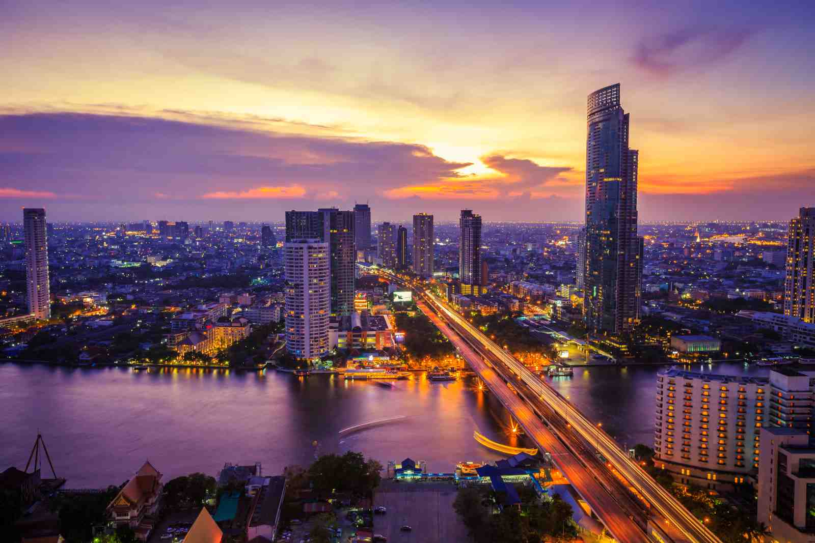 Bangkok Cityscape Sunset Wall Art - Modern Wall Art