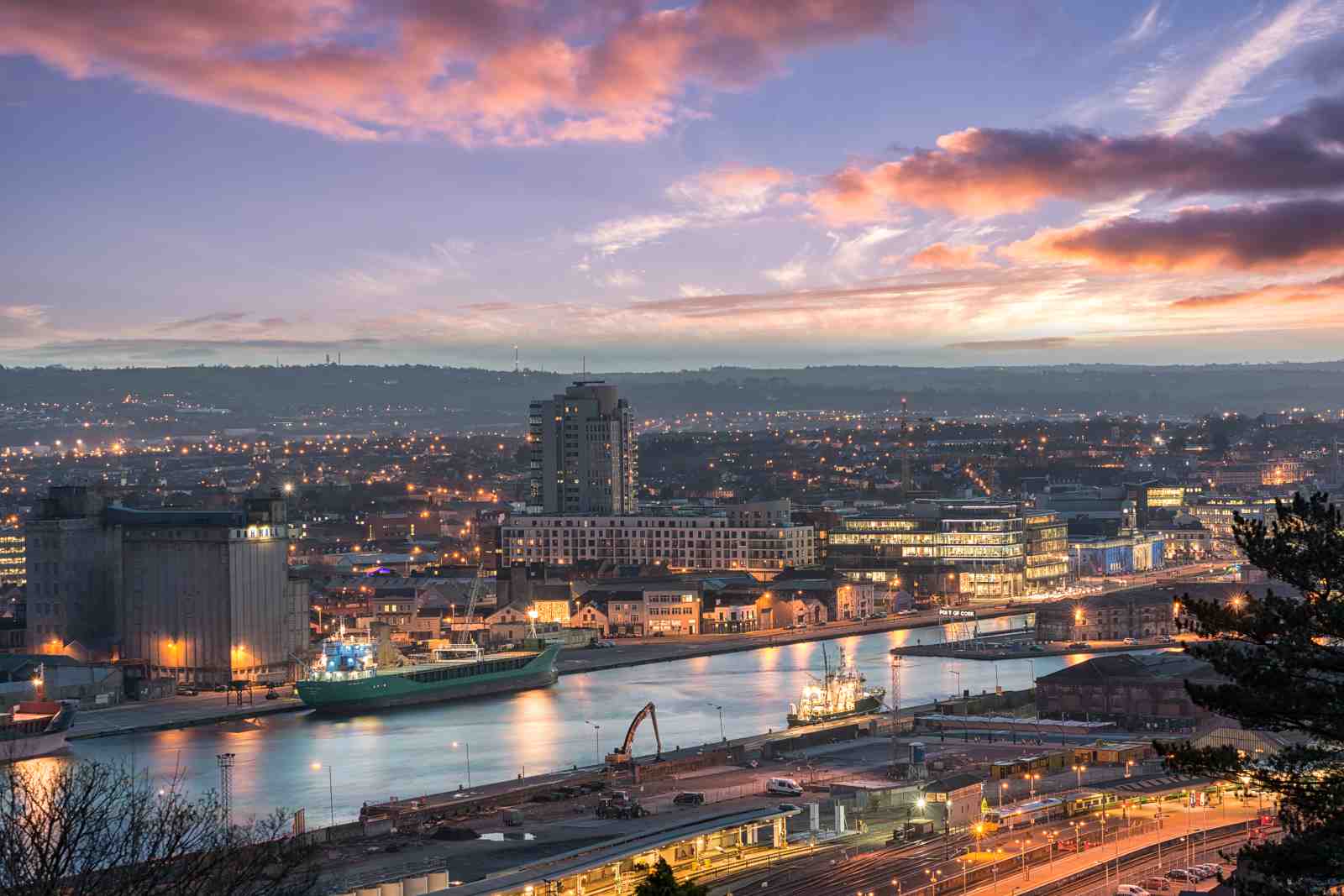 Cityscape Harbor Dusk Wall Art