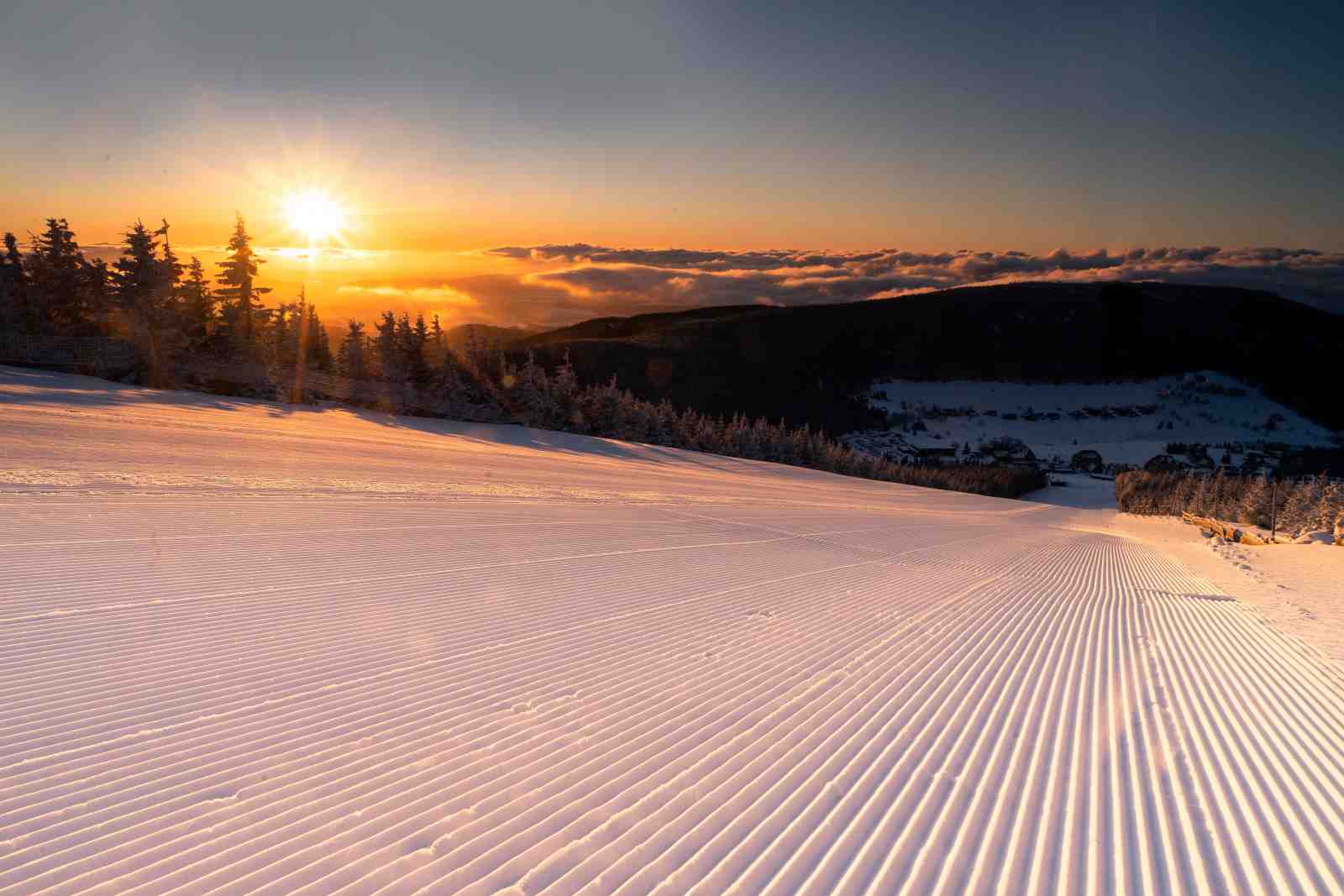 Winter Sunset Ski Slope Wall Art