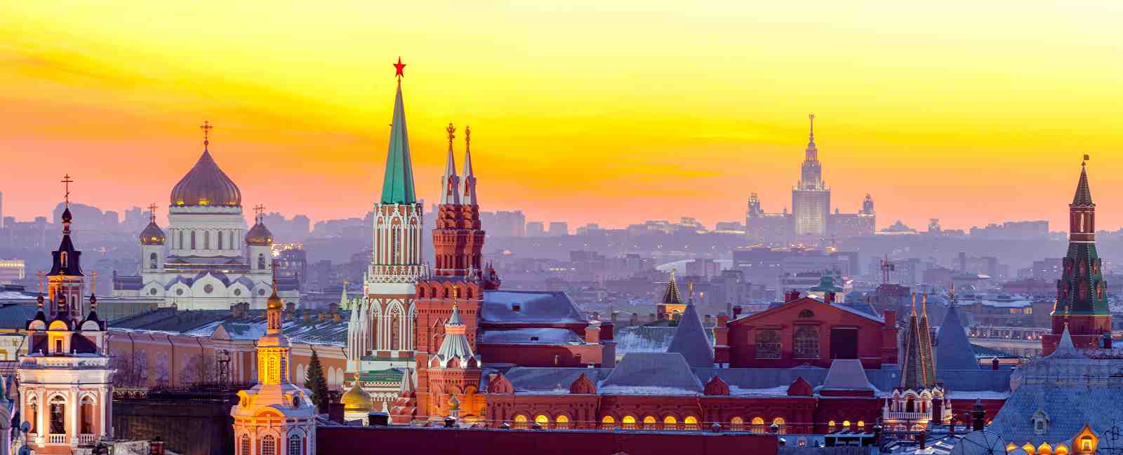 Moscow Skyline Sunset Wall Art - Iconic Russia Landmark Art