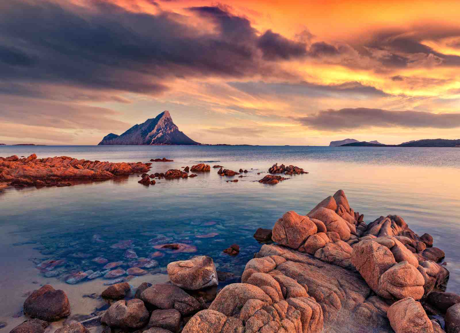 Dramatic Sunset Coastal Rocks Wall Art