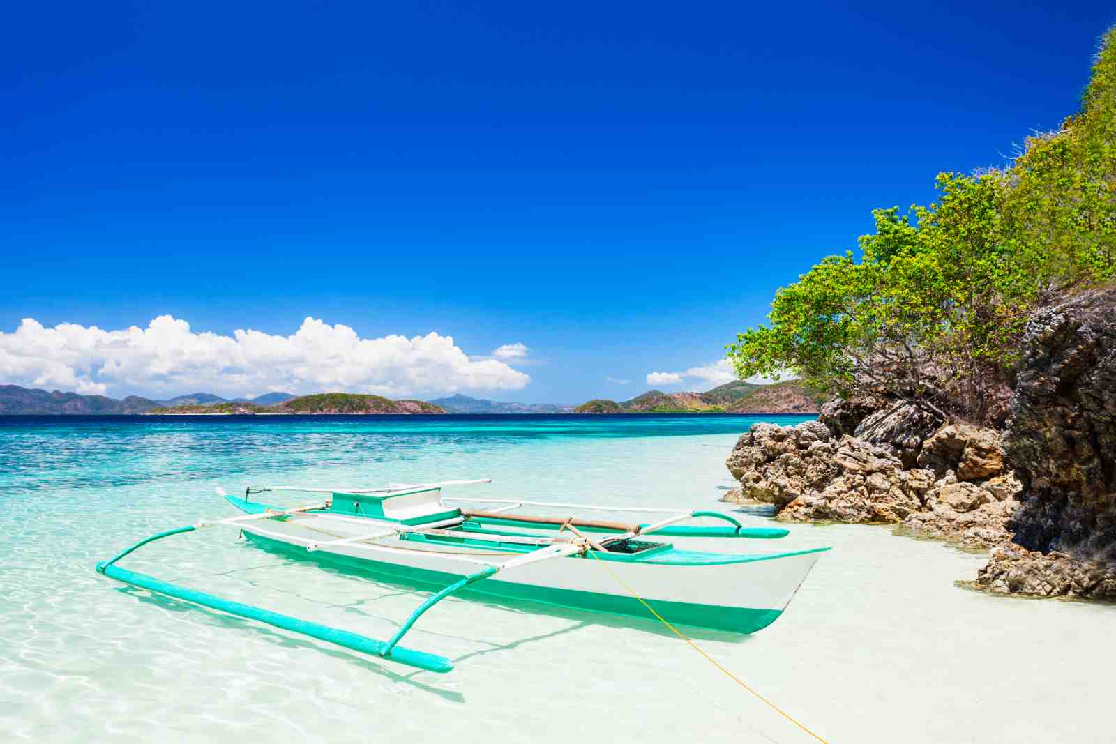 Tropical Paradise Boat Serene Beach Wall Art