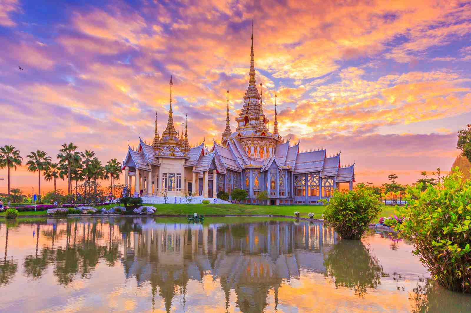 Serene Thai Temple Sunset Wall Art