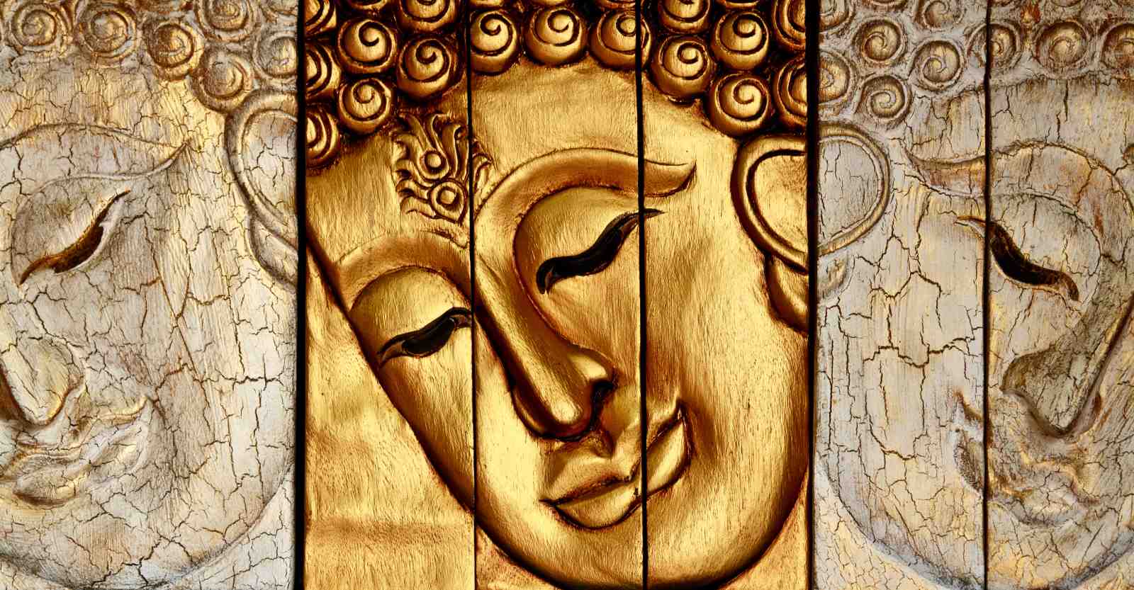 Serene Buddha Face Textured Wood Wall Art