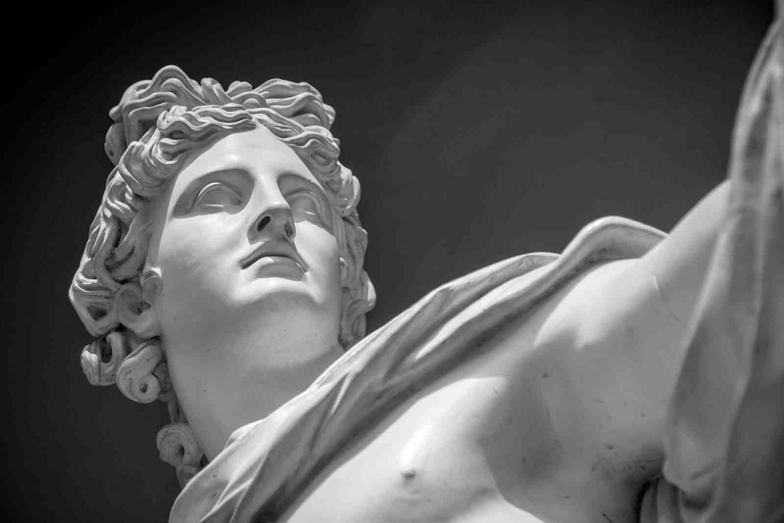 Elegant Apollo Statue Black & White Wall Art