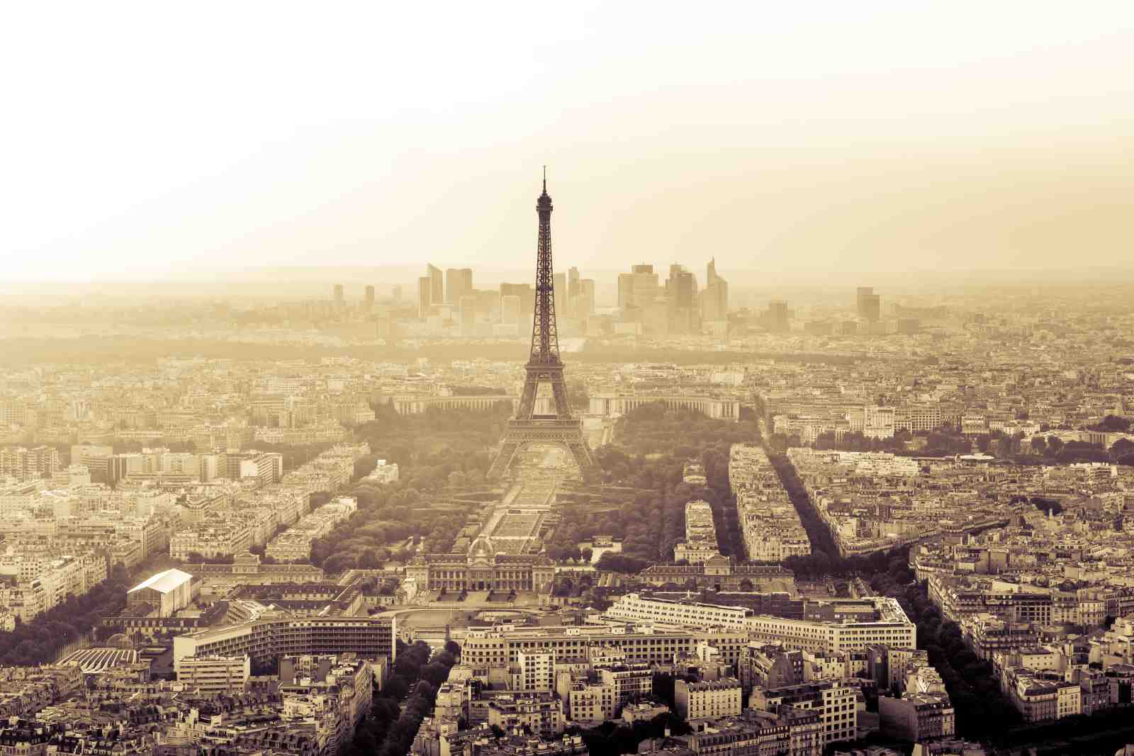 Sepia Eiffel Tower Paris Cityscape Wall Art