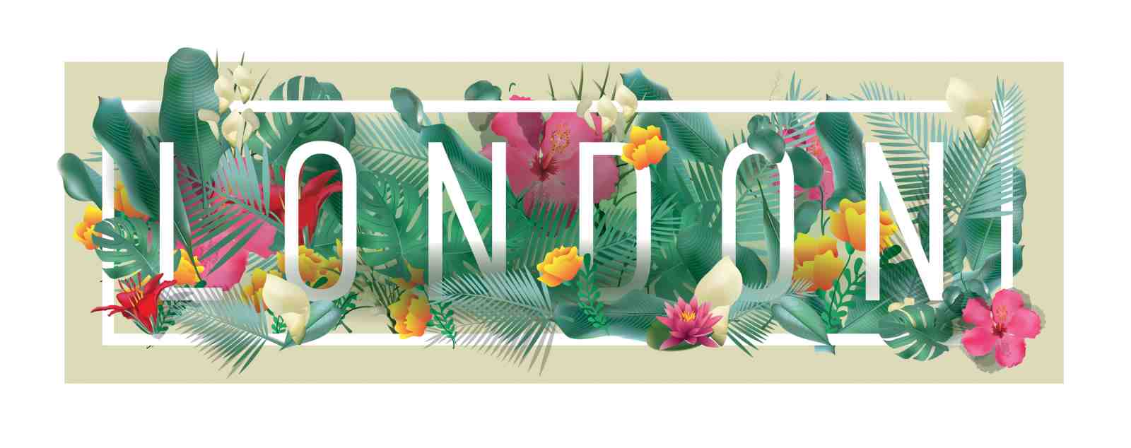 Tropical London Floral Typography Wall Art