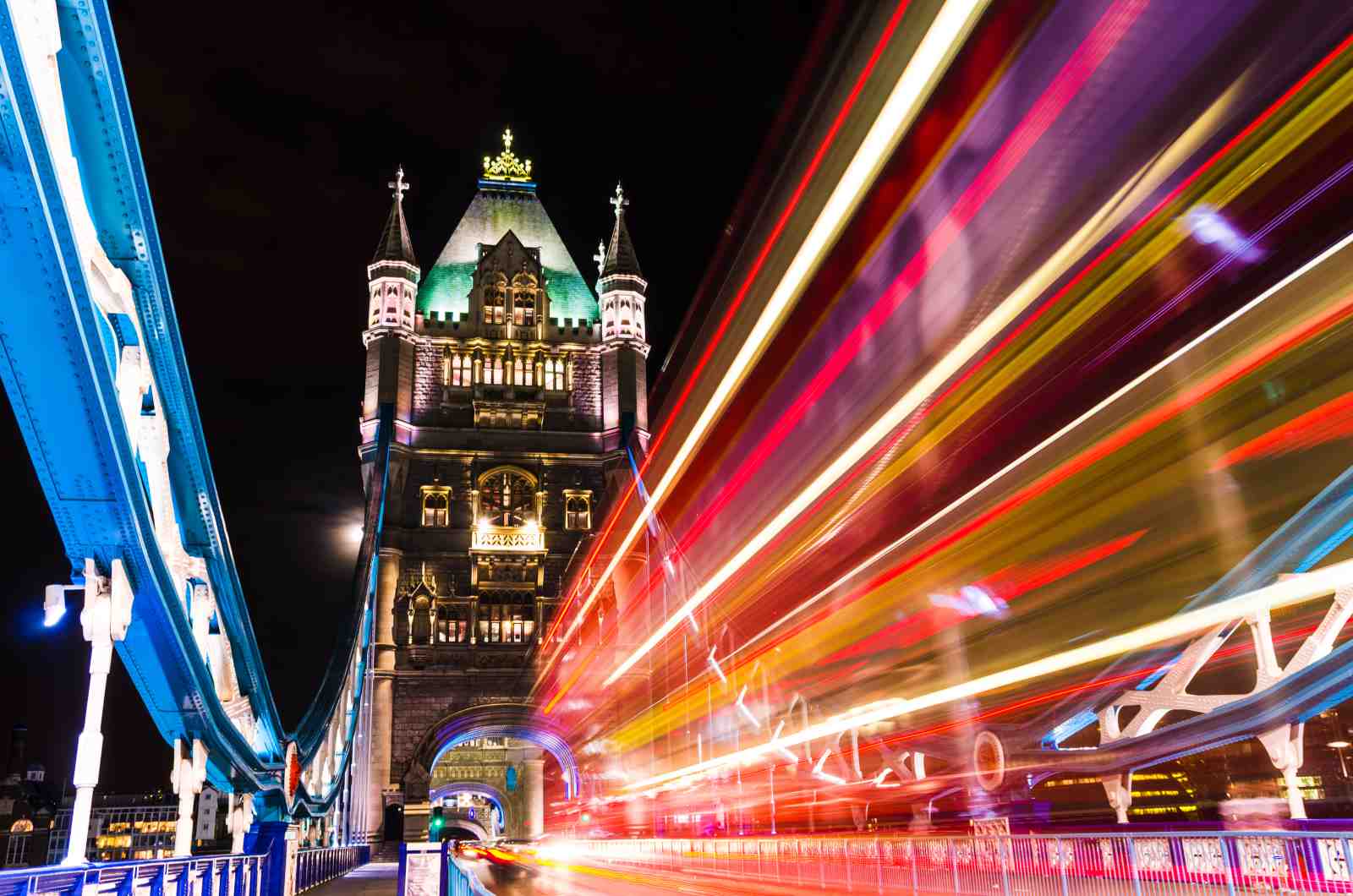 London Tower Bridge Night Traffic Wall Art