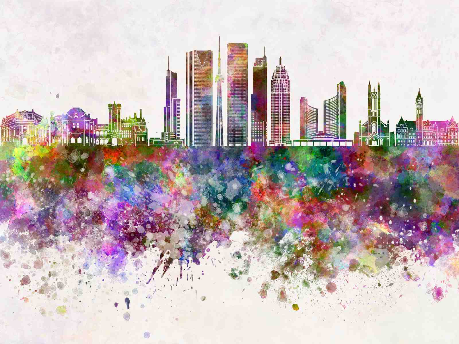 Vibrant Watercolor Cityscape Wall Art