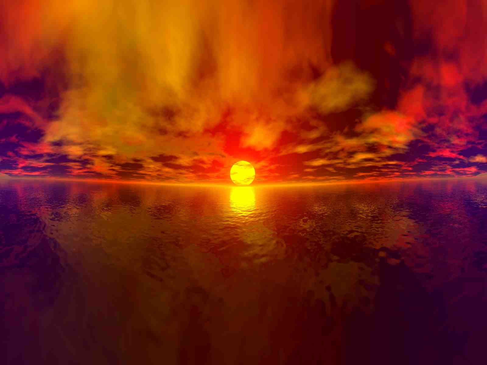 Fiery Sunset Ocean View Wall Art