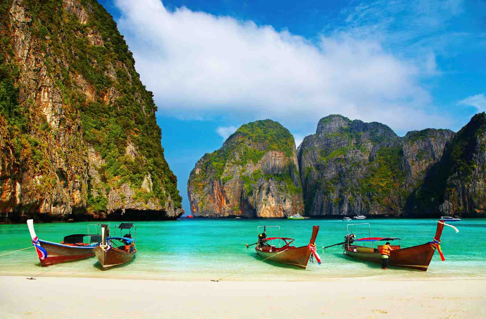 Tropical Beach Paradise Longtail Boats Wall Art