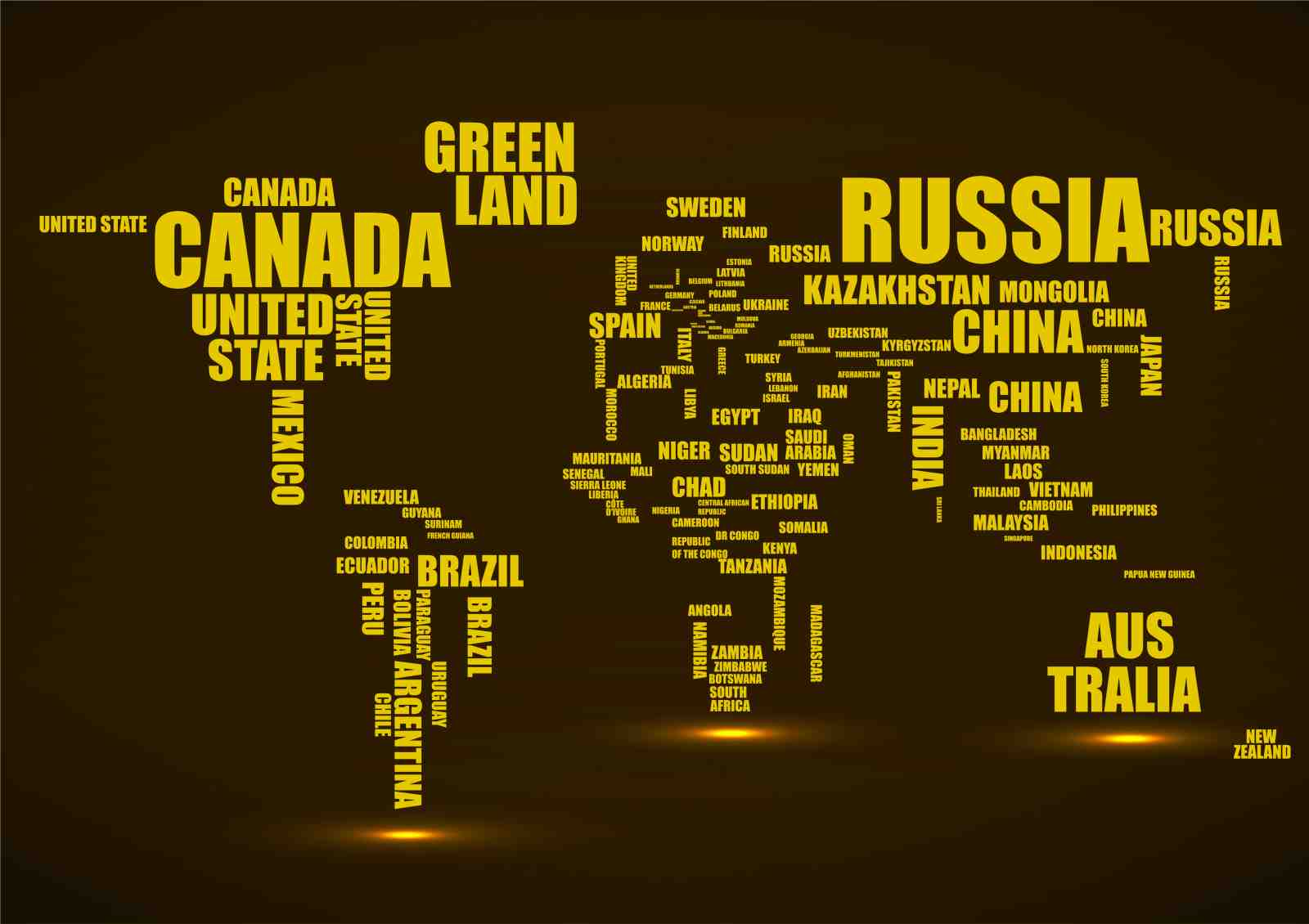 Global Typography World Map Wall Art