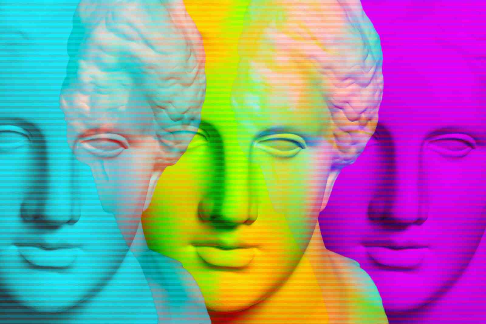 Vibrant Glitch Sculpture Wall Art
