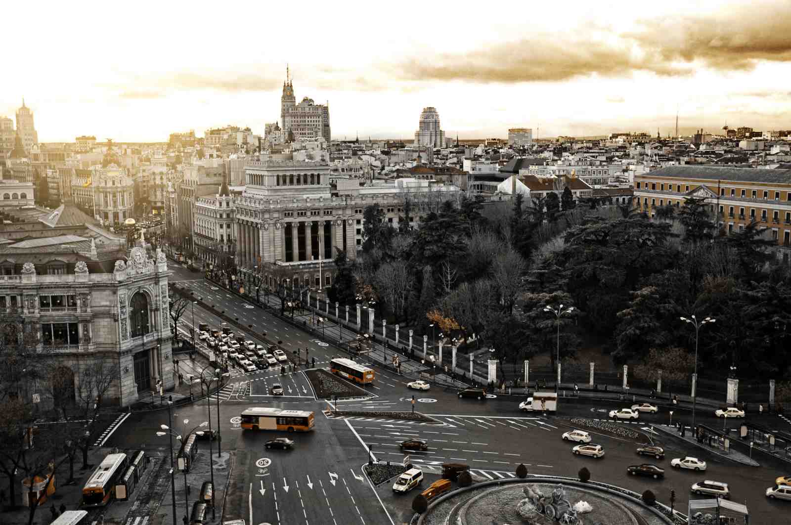 Madrid Cityscape Gold Hue Wall Art