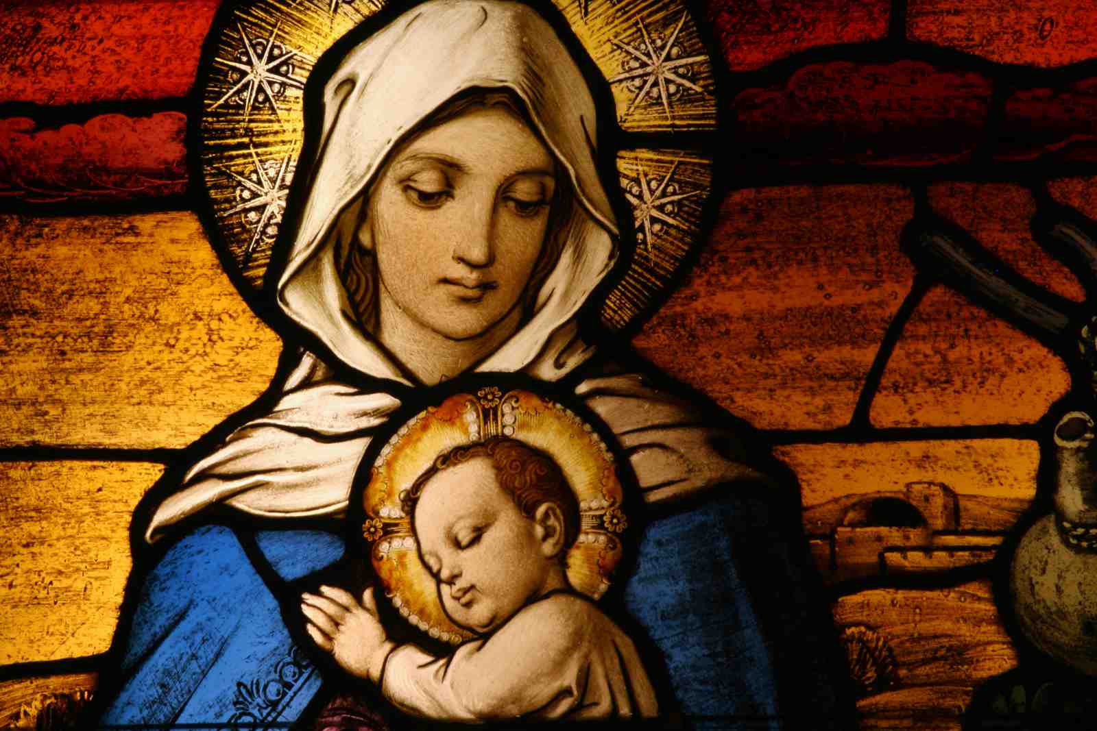 Madonna and Child Stained Glass Wall Art