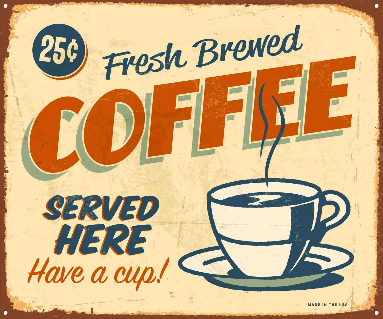 Retro Coffee 25c Fresh Brewed Wall Art