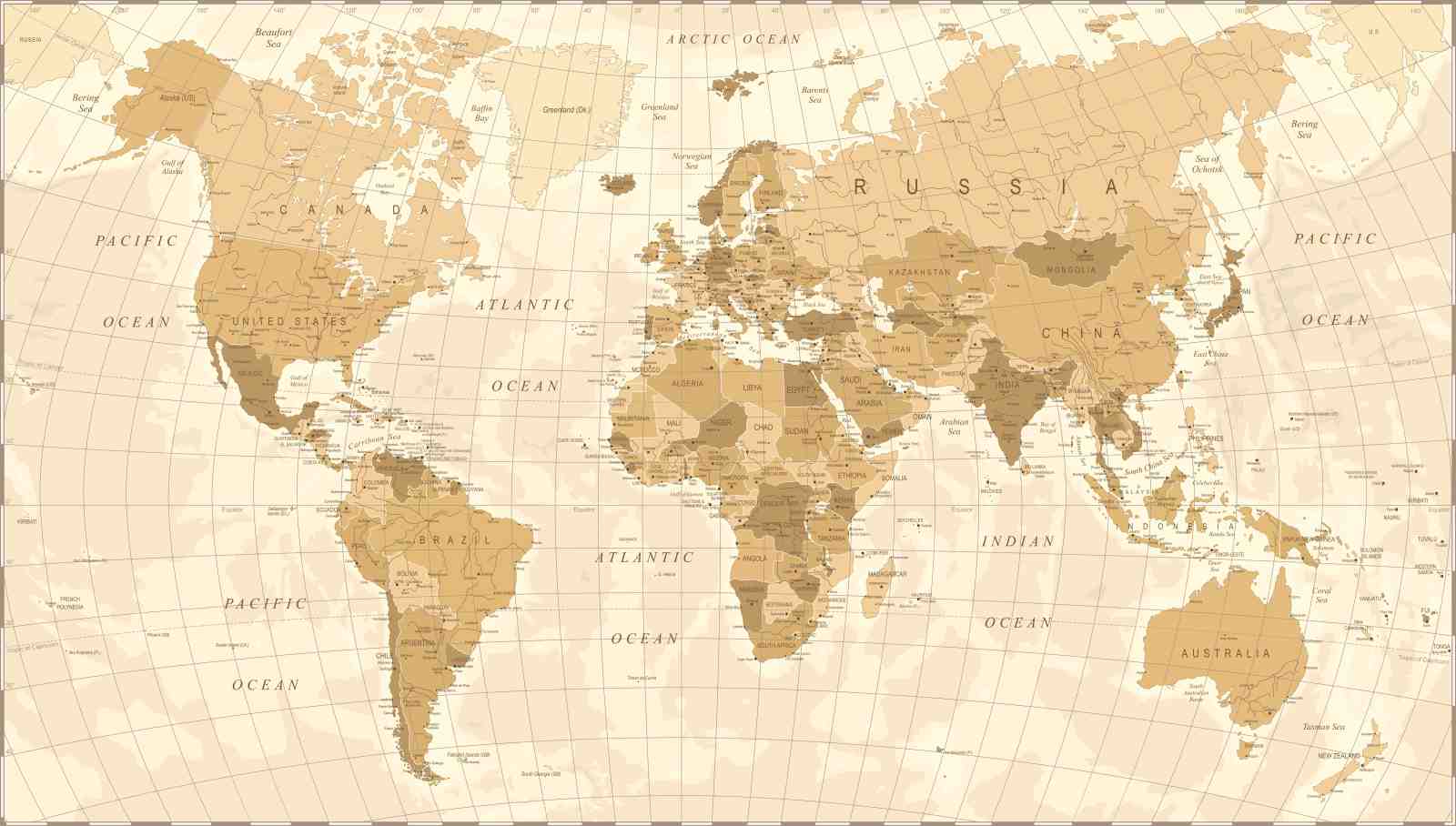 Vintage World Map Wall Art