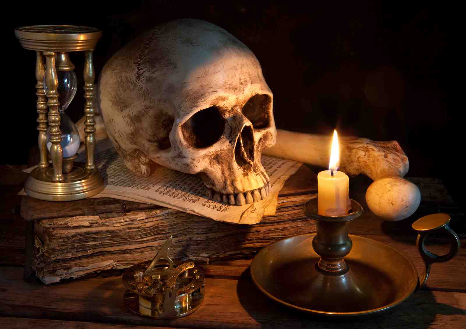 Gothic Skull & Alchemy Hourglass Wall Art