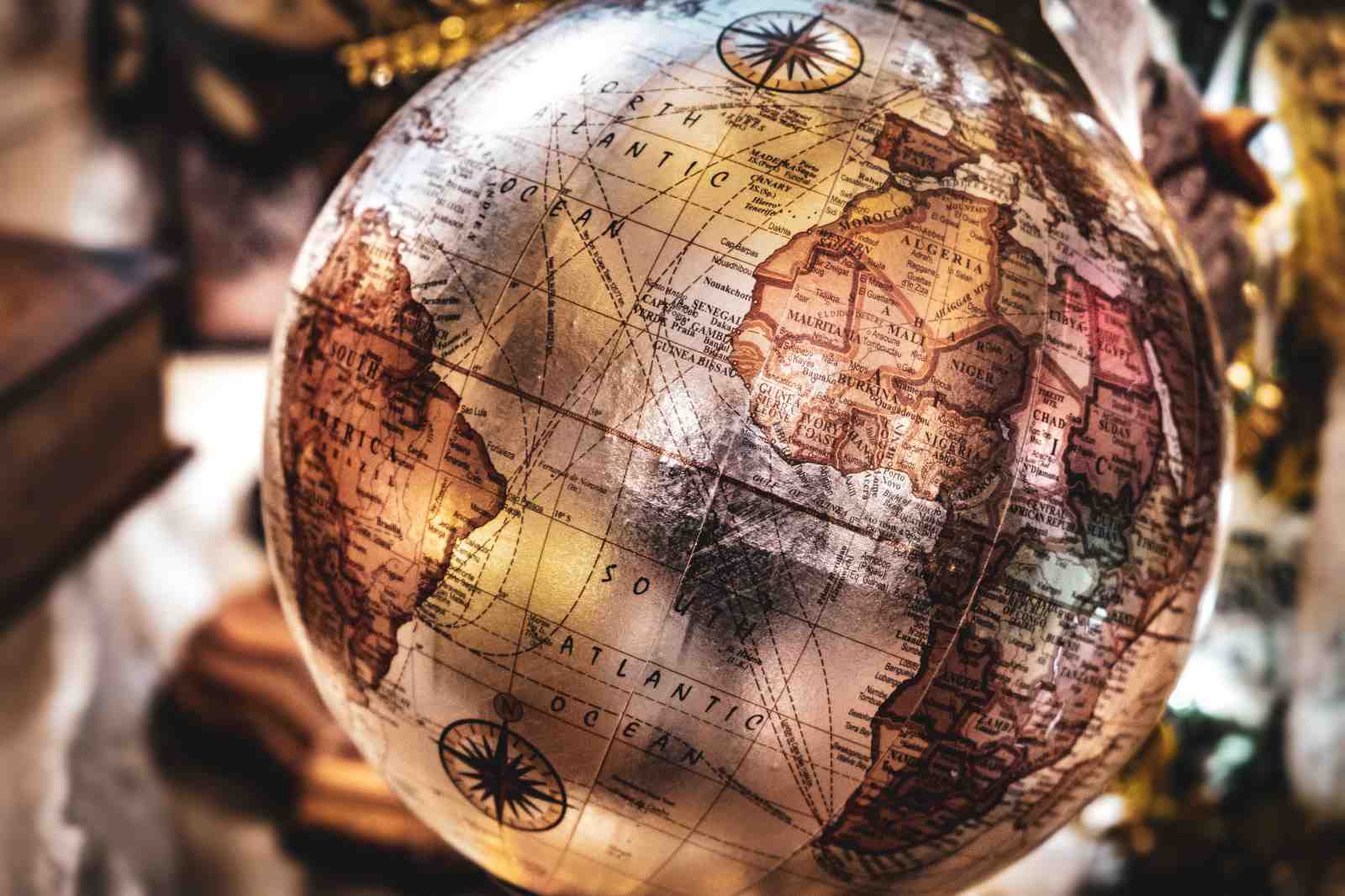 Vintage Globe World Map Wall Art