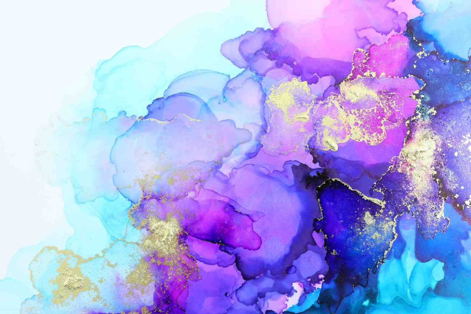 Abstract Purple & Teal Gold Vein Wall Art