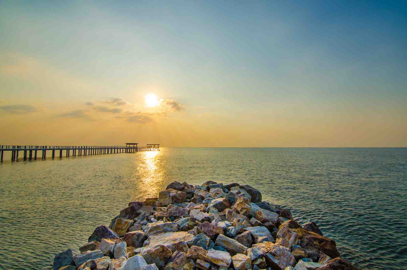Sunset Pier Seascape Serenity Wall Art
