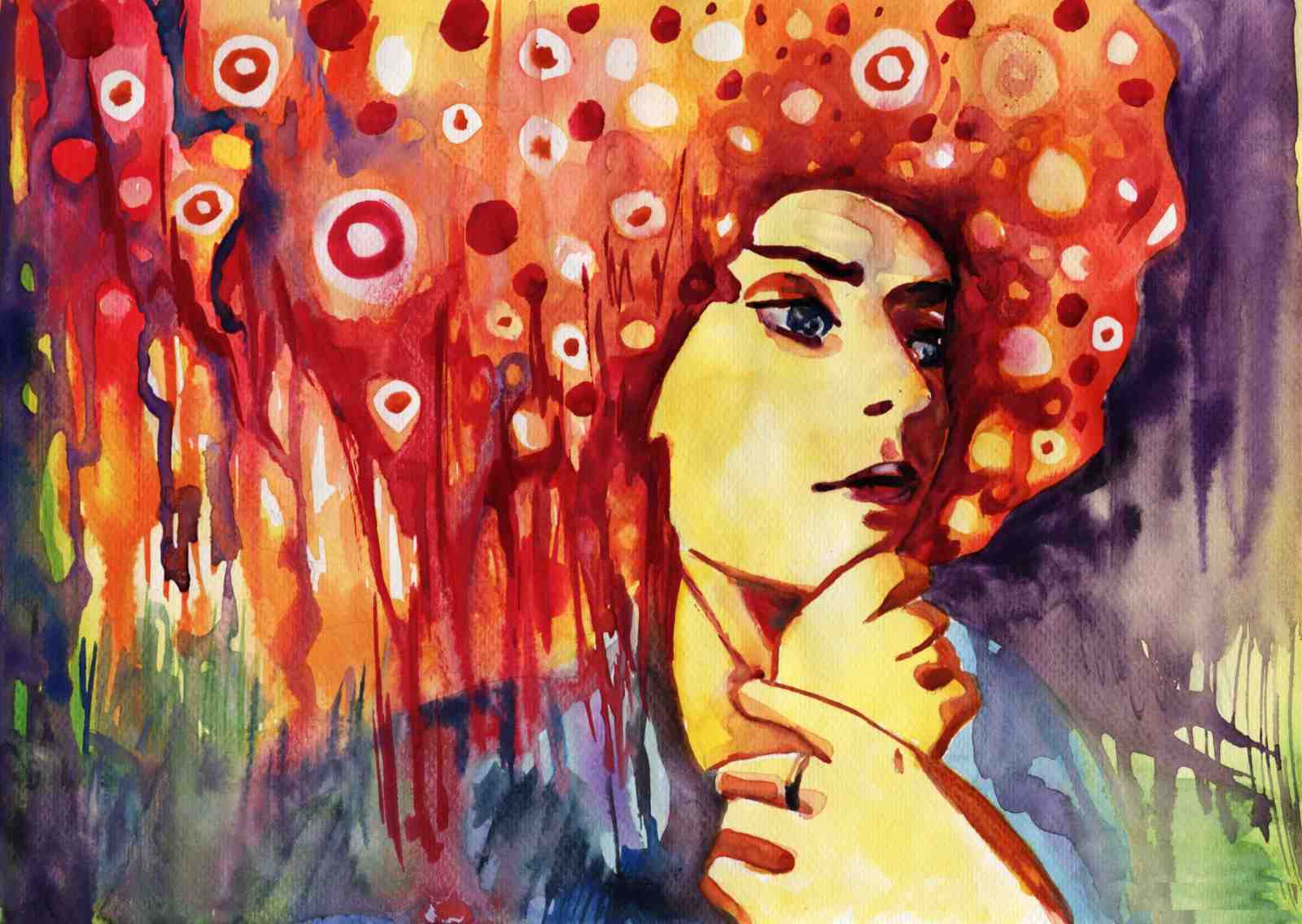 Vibrant Portrait Woman Abstract Art Wall Art