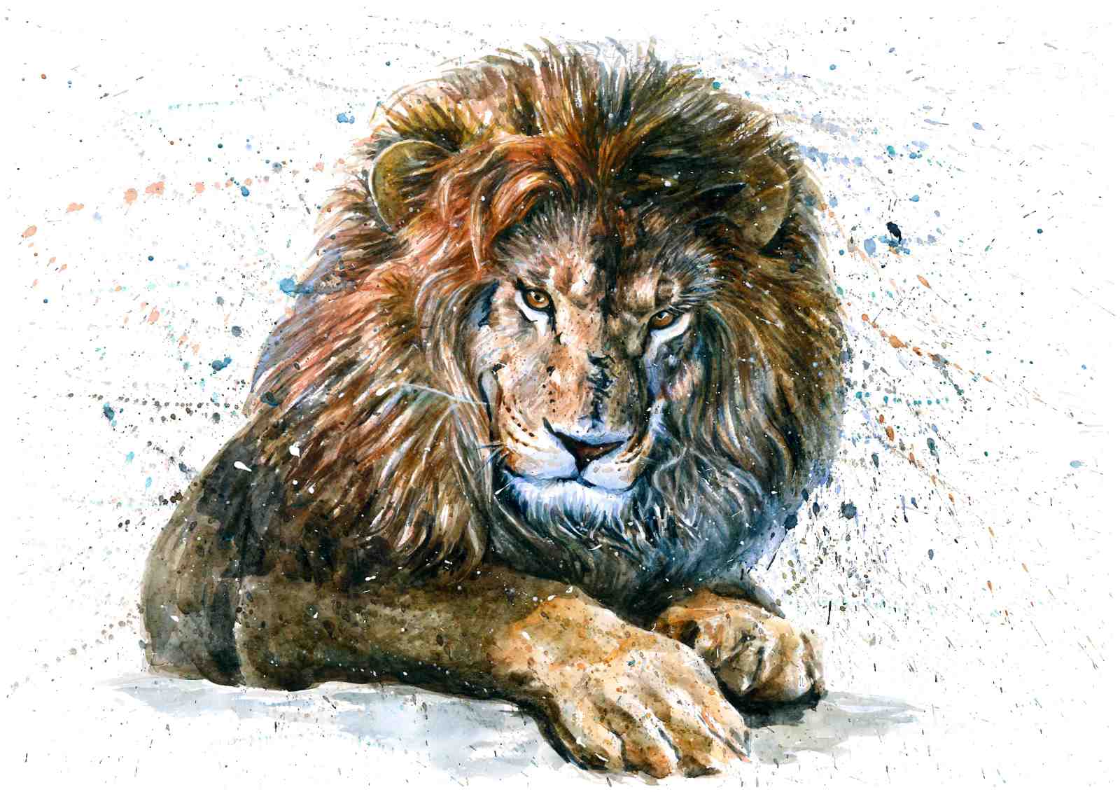 Majestic Lion Watercolor Wall Art