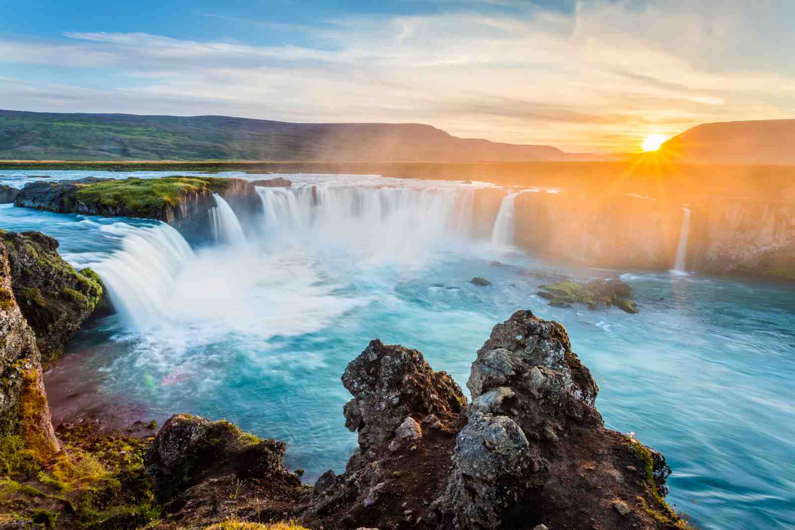 Majestic Waterfall Sunrise Iceland Wall Art