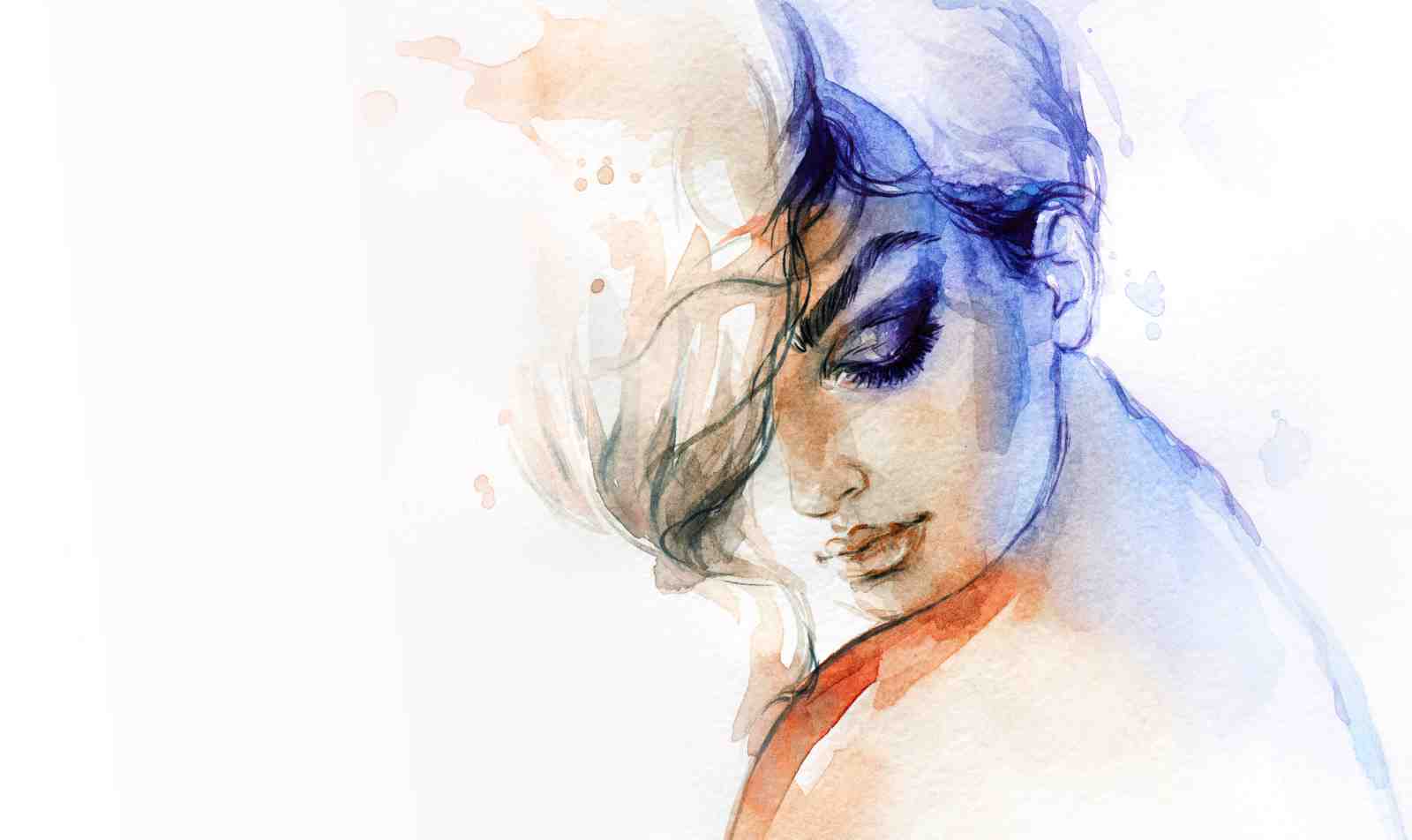 Elegant Woman Portrait Watercolor Wall Art