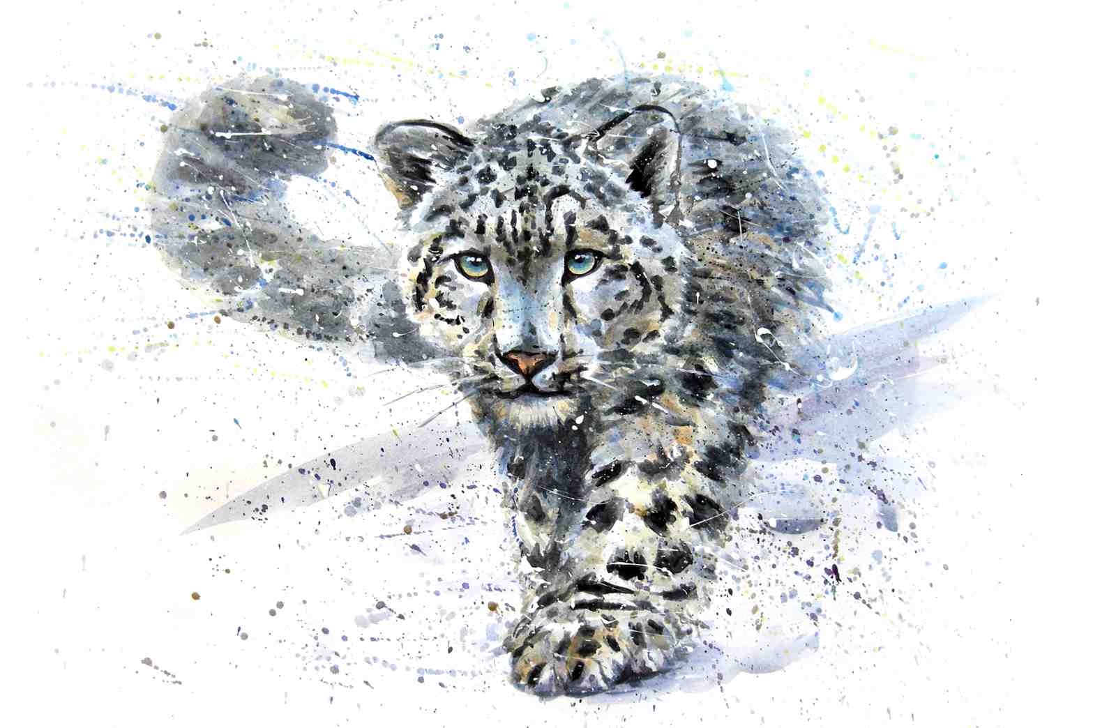 Majestic Snow Leopard Watercolor Wall Art