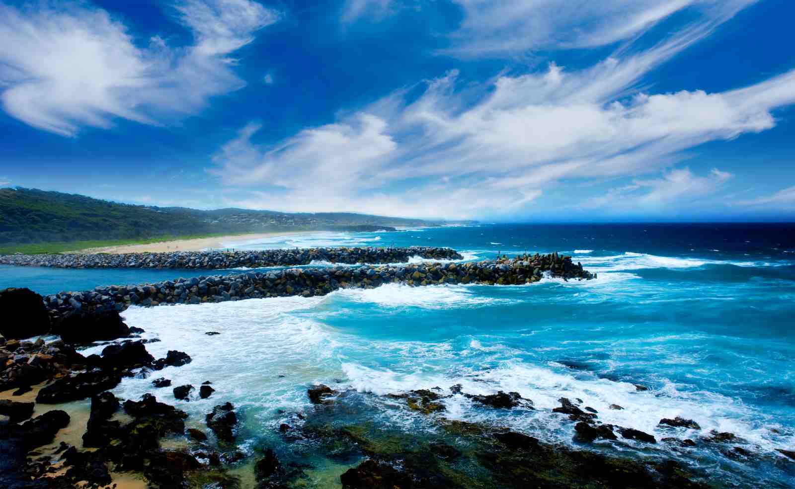 Turquoise Coastal Breakwater Wall Art