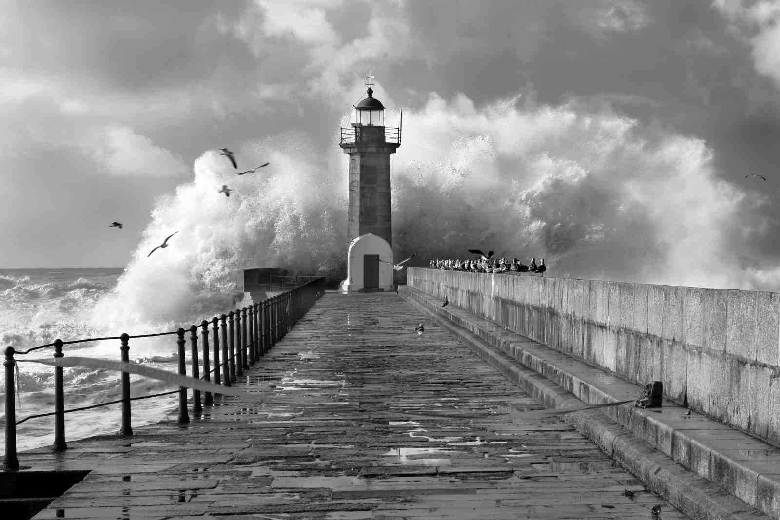 Stormy Lighthouse Waves Wall Art Wall Art