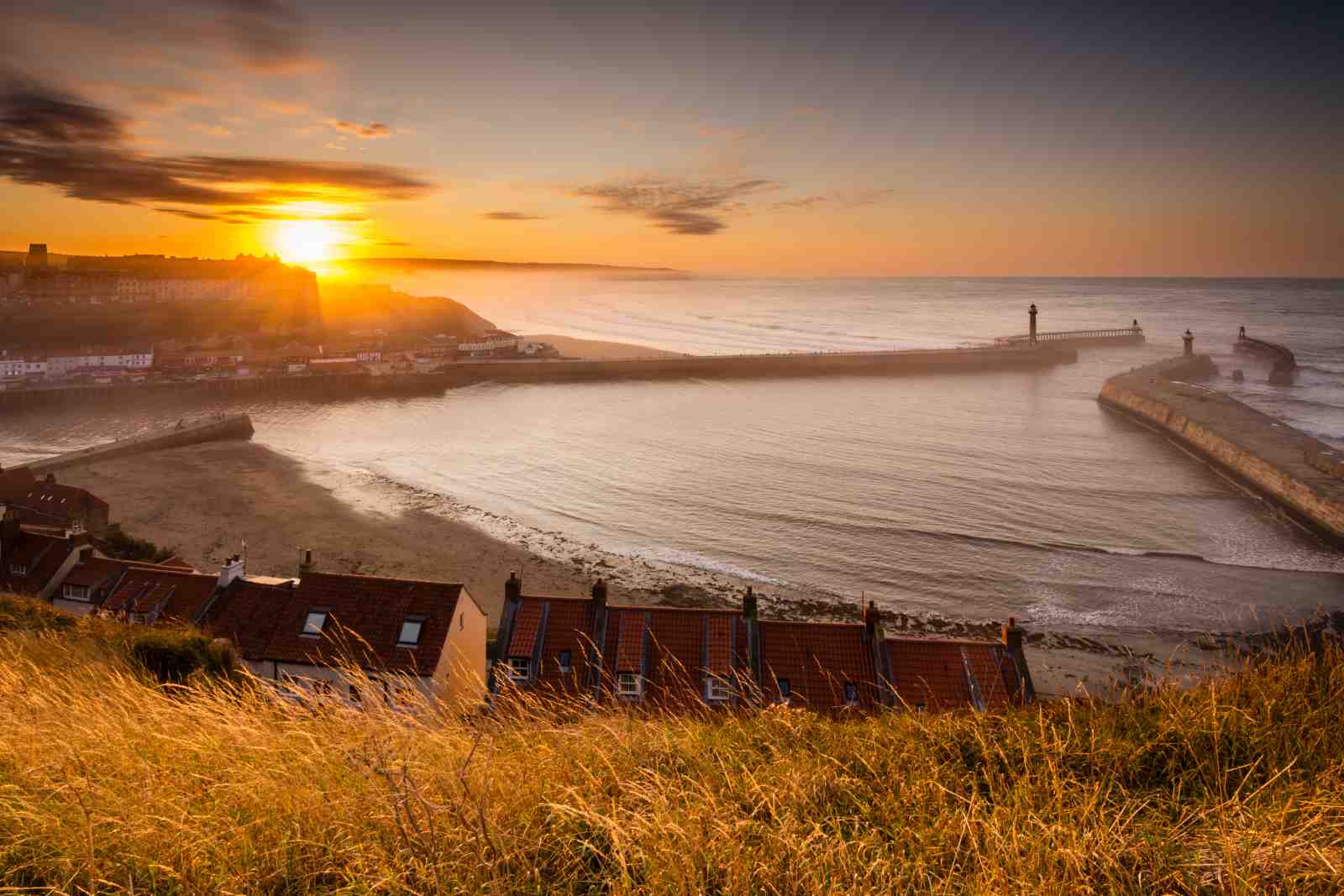 Coastal Sunset Seaside Village Wall Art