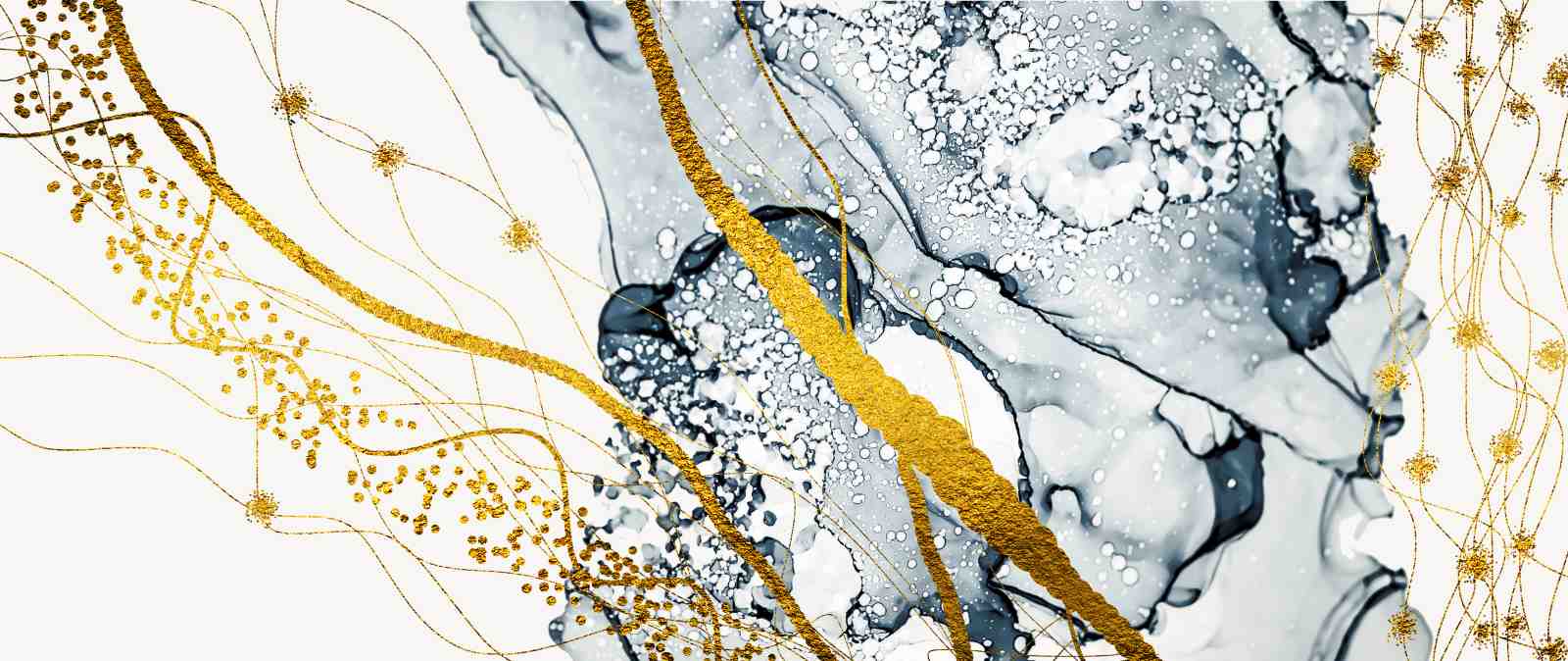 Abstract Gold & Gray Flow Wall Art