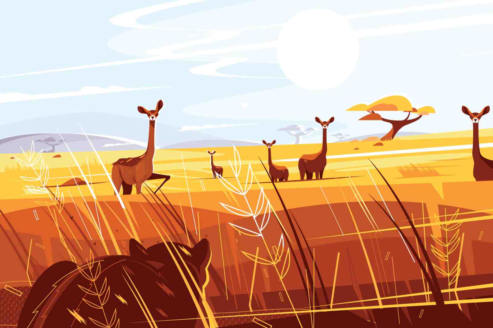 African Safari Giraffe Family Wall Art
