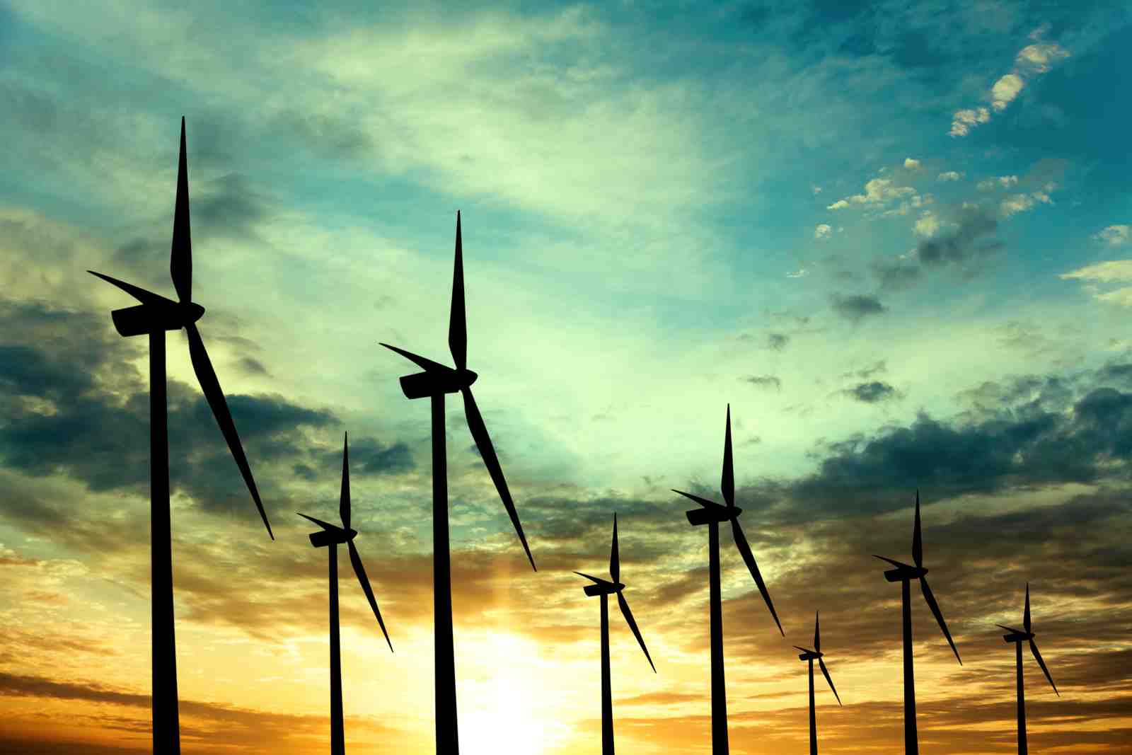 Wind Turbine Sunset Energy Wall Art