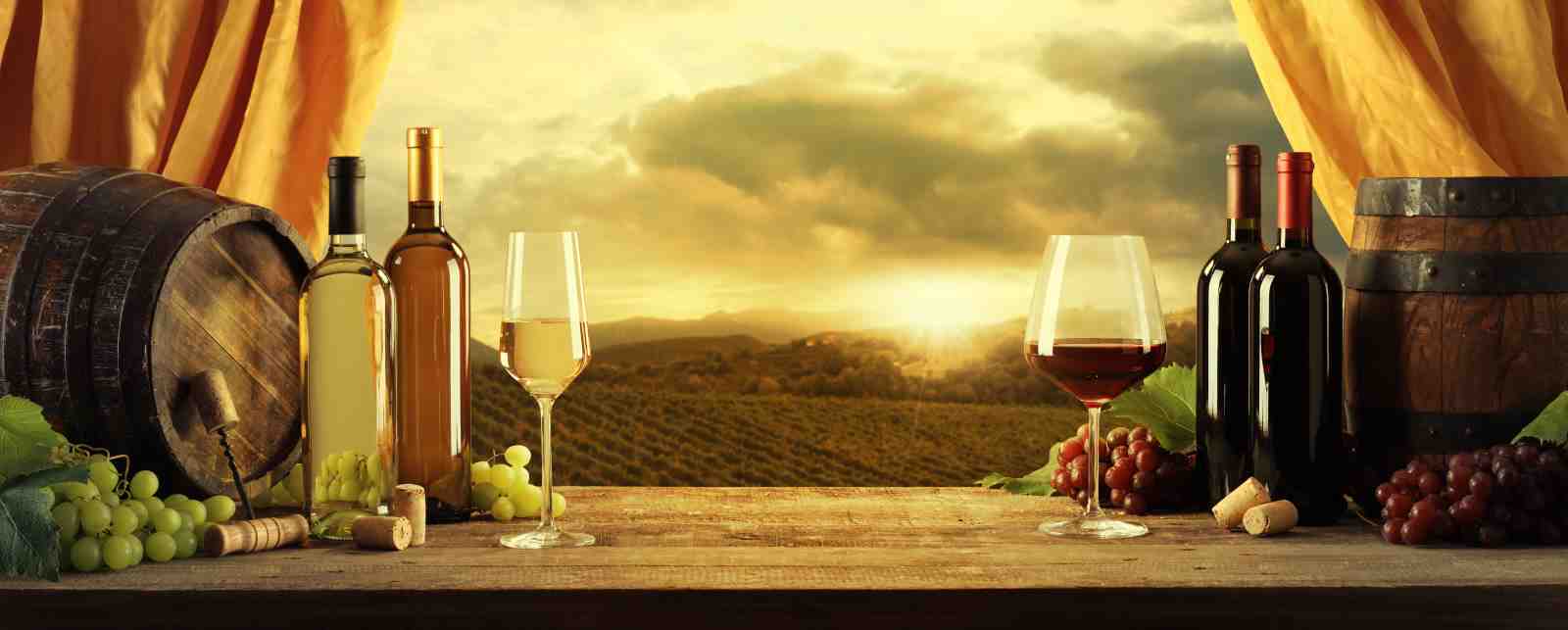 Vineyard Sunset Wine & Barrel Wall Art
